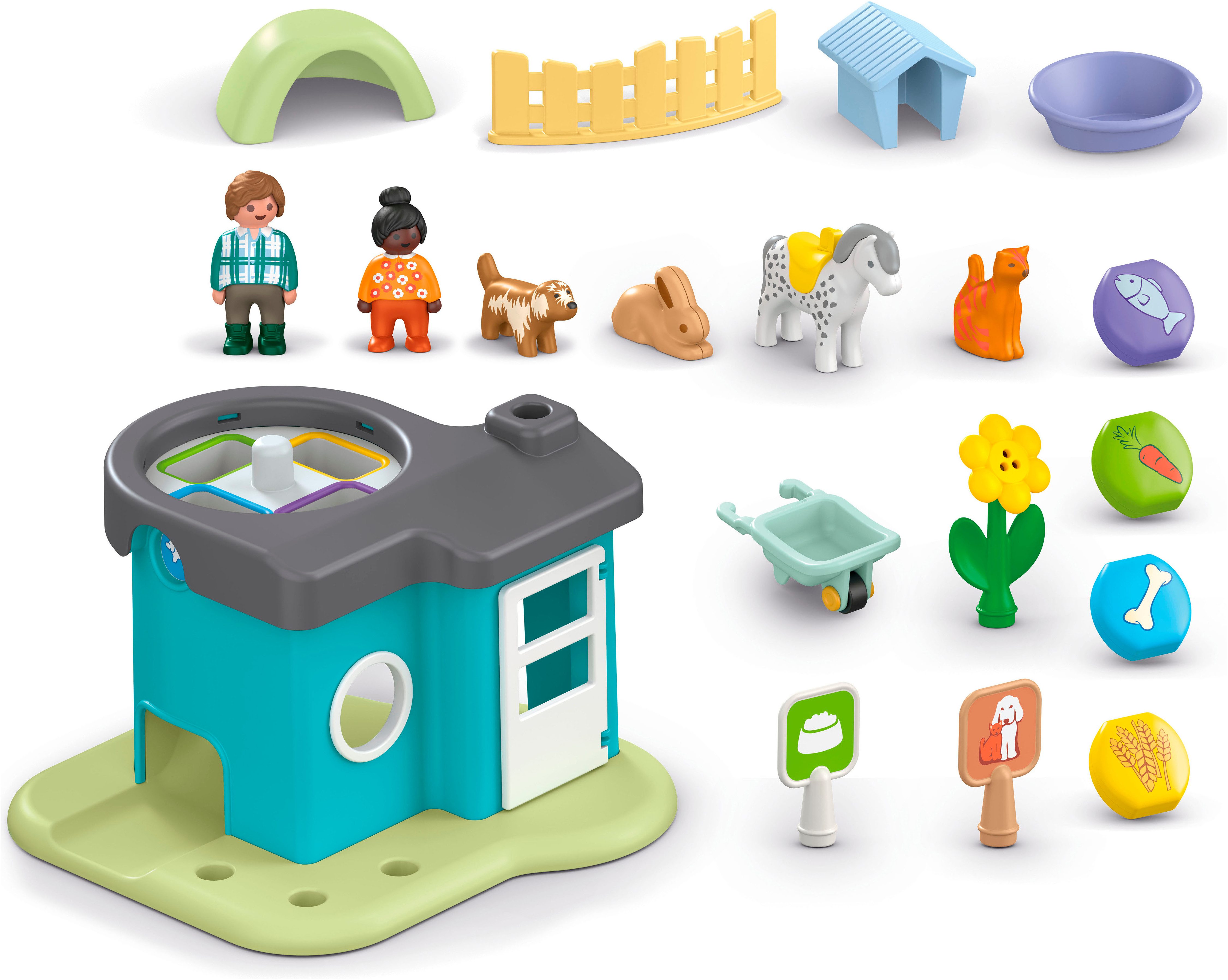 Playmobil® Tierpension mit Futterspender (71690), JUNIOR Konstruktions-Spielset, (21 St), Made in Europe – Bild 5 von 5