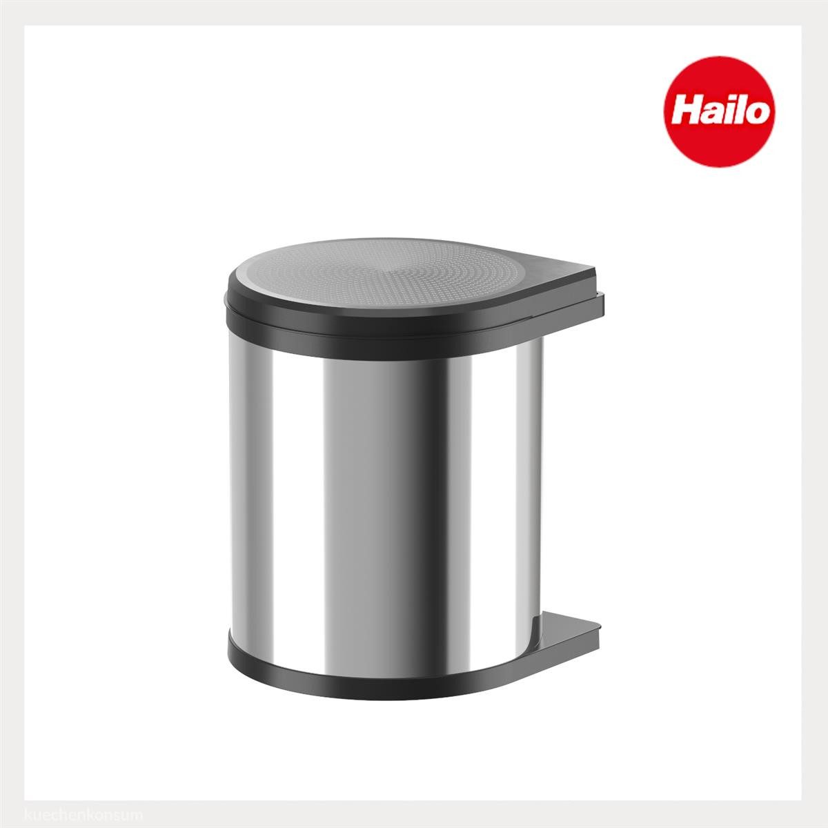 Hailo Einbaumülleimer Hailo Abfallsammler 3515031 Edelstahl poliert Schwarz 15 Liter, für Schrankbreite ab 400 mm mit Drehtür – Bild 2 von 5