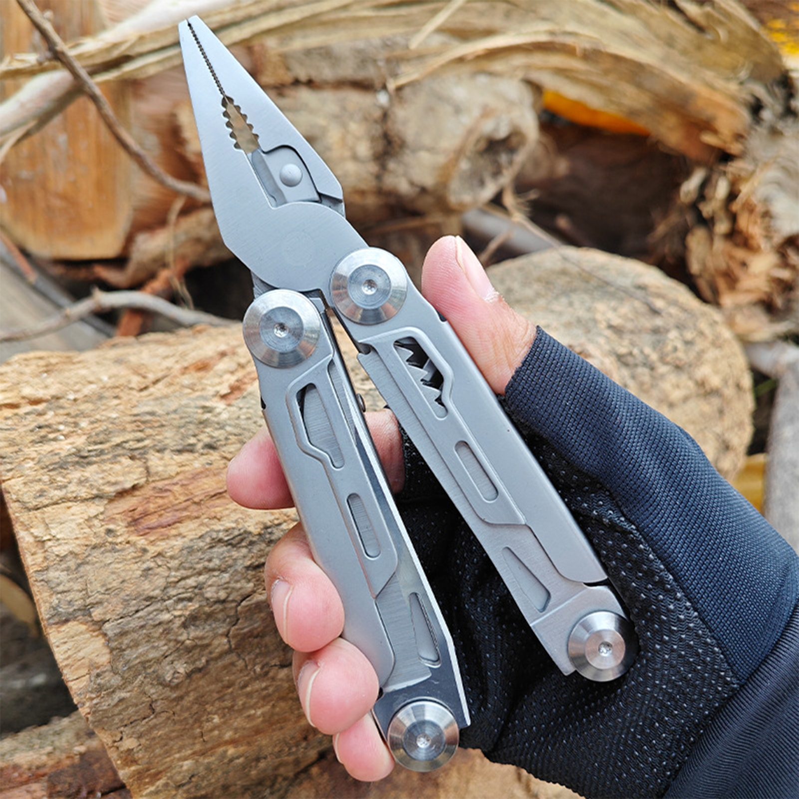 Jumpeak Multitool Outdoor-Klappmesser, Multifunktional, Abenteuer, kleines Taschenmesser, Taschenmesser, Expedition, Zange + Nylonhülle,Kombinationswerkzeug