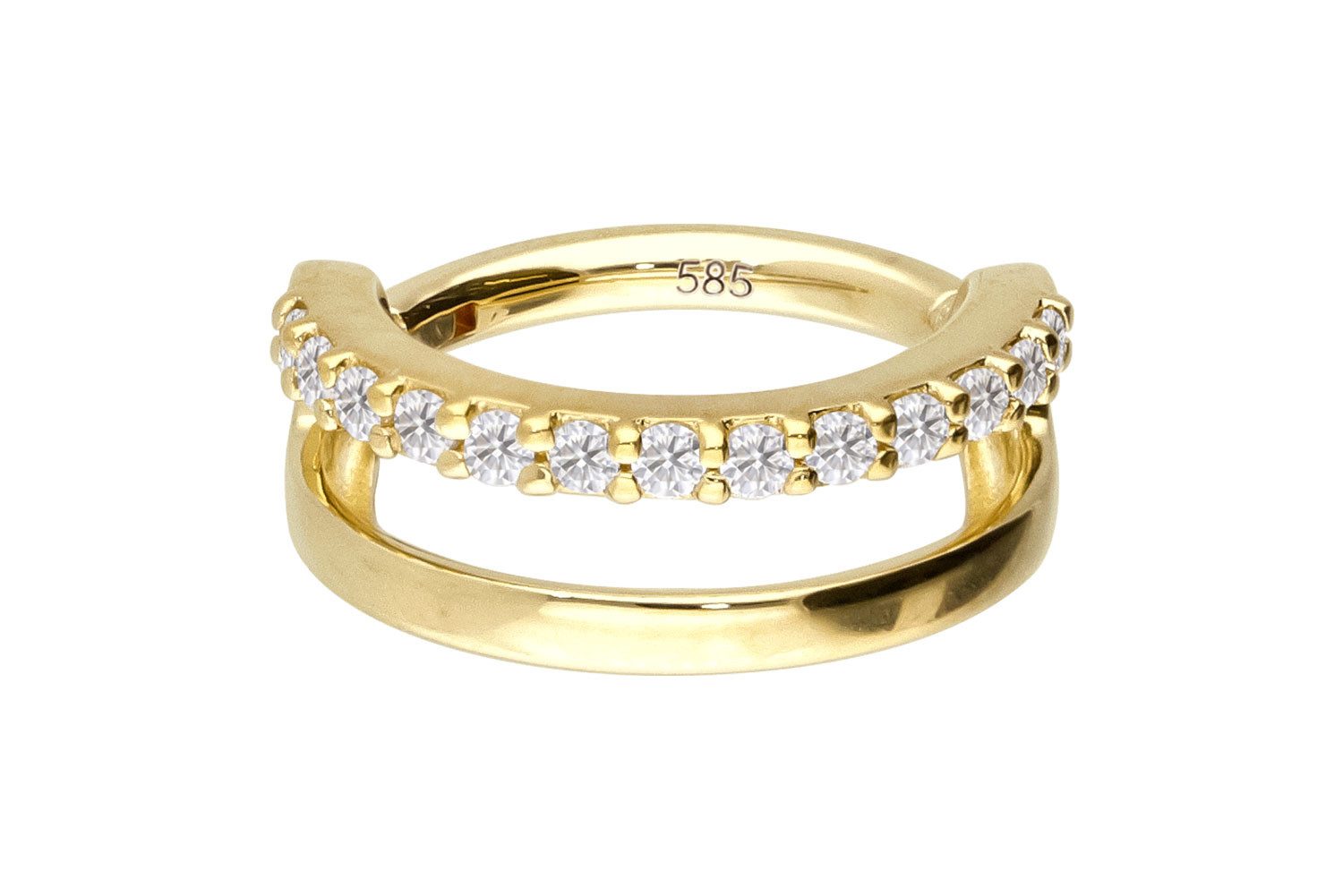 PIERCINGLINE Nasenpiercing 14/18 Karat Gold Segmentring Clicker EINGEFASSTE MOISSANITE + (Clicker, 1-tlg), Ohrpiercing für Conch, Helix, Tragus, Daith, Lobe