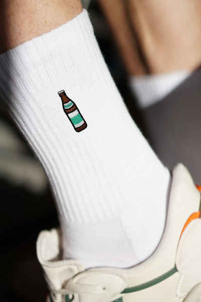 Fashion Drinks Tennissocken Helles, Bestickte Bio Baumwoll Socken (1 Paar) bestickt