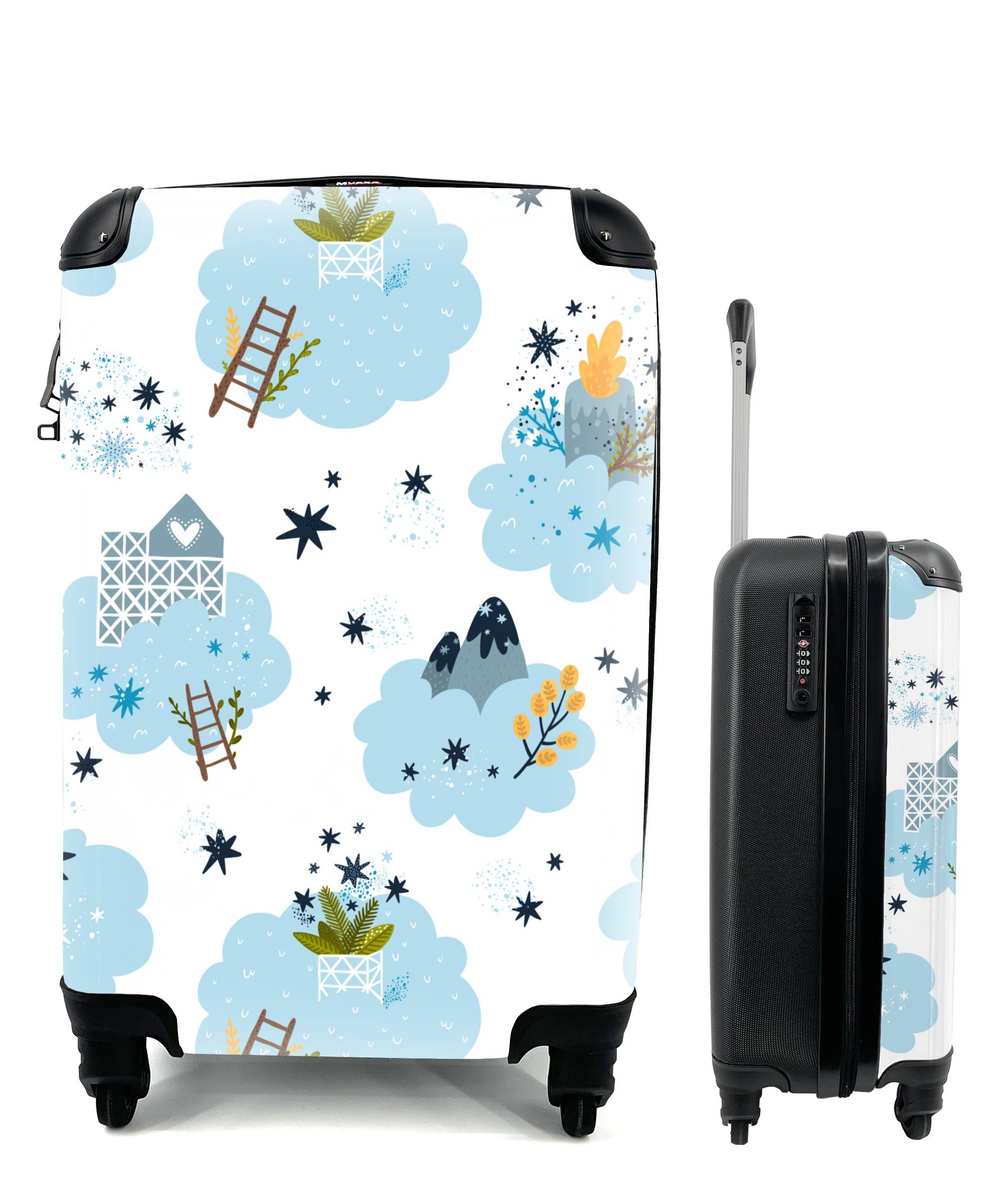 - Wolken Reisekoffer rollen, Trolley, 4 - Ferien, Leiter, für mit Design MuchoWow Rollen, Reisetasche Handgepäckkoffer Handgepäck