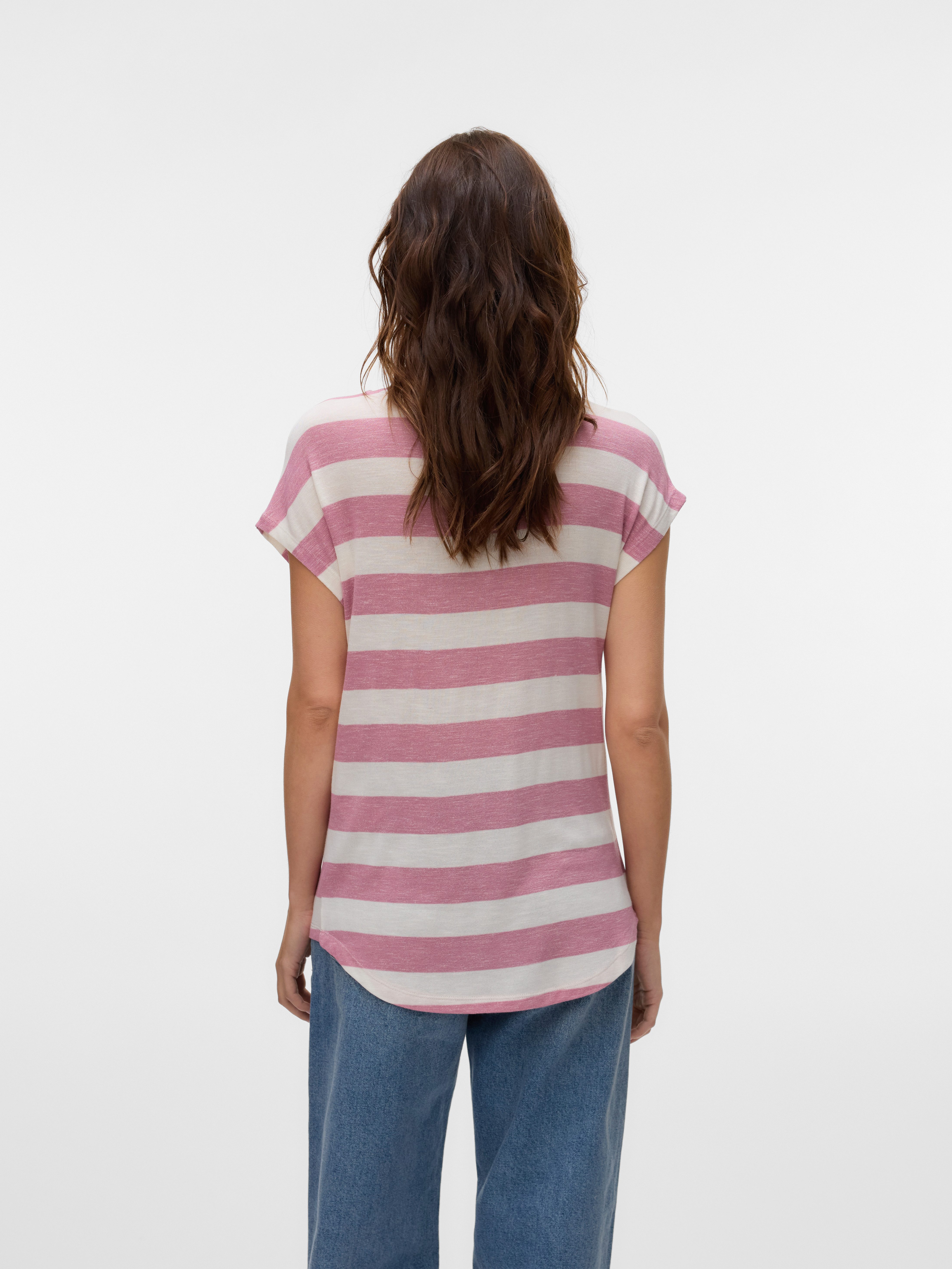 Vero Moda Kurzarmshirt VMWIDE STRIPE SL TOP GA JRS NOOS Viskosemischung – Bild 3 von 5