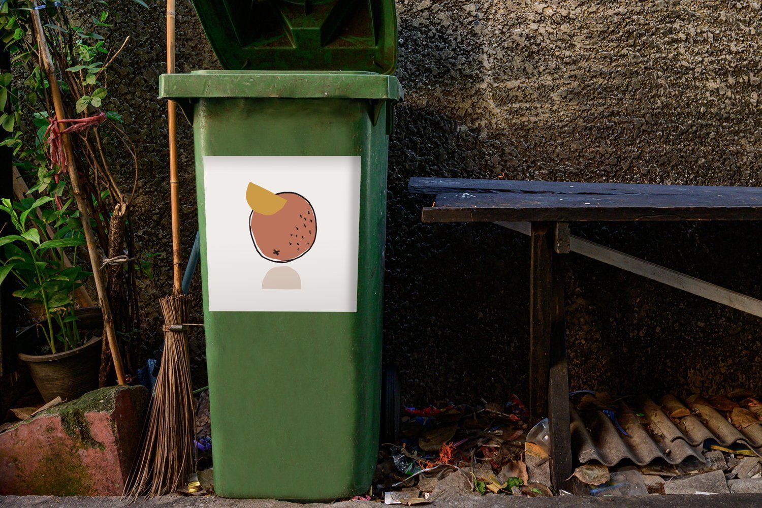 MuchoWow Wandsticker Sommer - Kokosnuss Container, Weiß Abfalbehälter - Mülleimer-aufkleber, Sticker, St), (1 Mülltonne