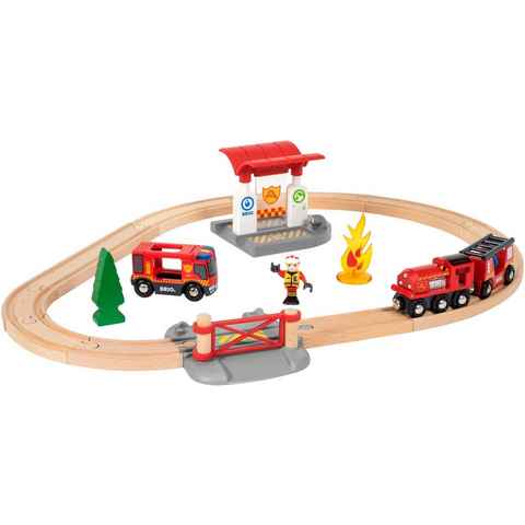 BRIO® Spielzeug-Eisenbahn BRIO® WORLD, Feuerwehr Set, (Set), mit Licht und Soundfunktion, FSC®- schützt Wald - weltweit