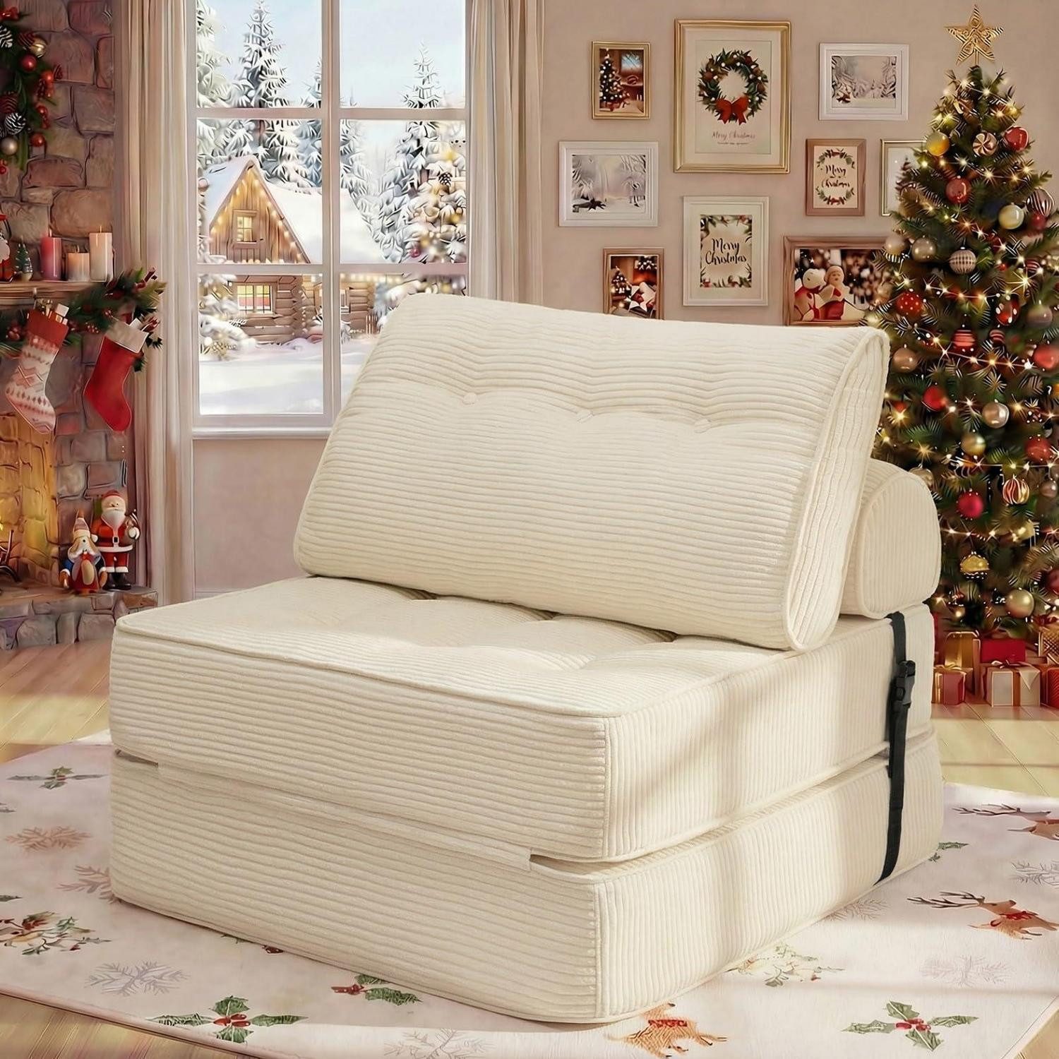 Schlafsofa Schlafsofa 3in1 Sofa Bett Schlafsessel Sitzsack 80 x 80 cm Beige