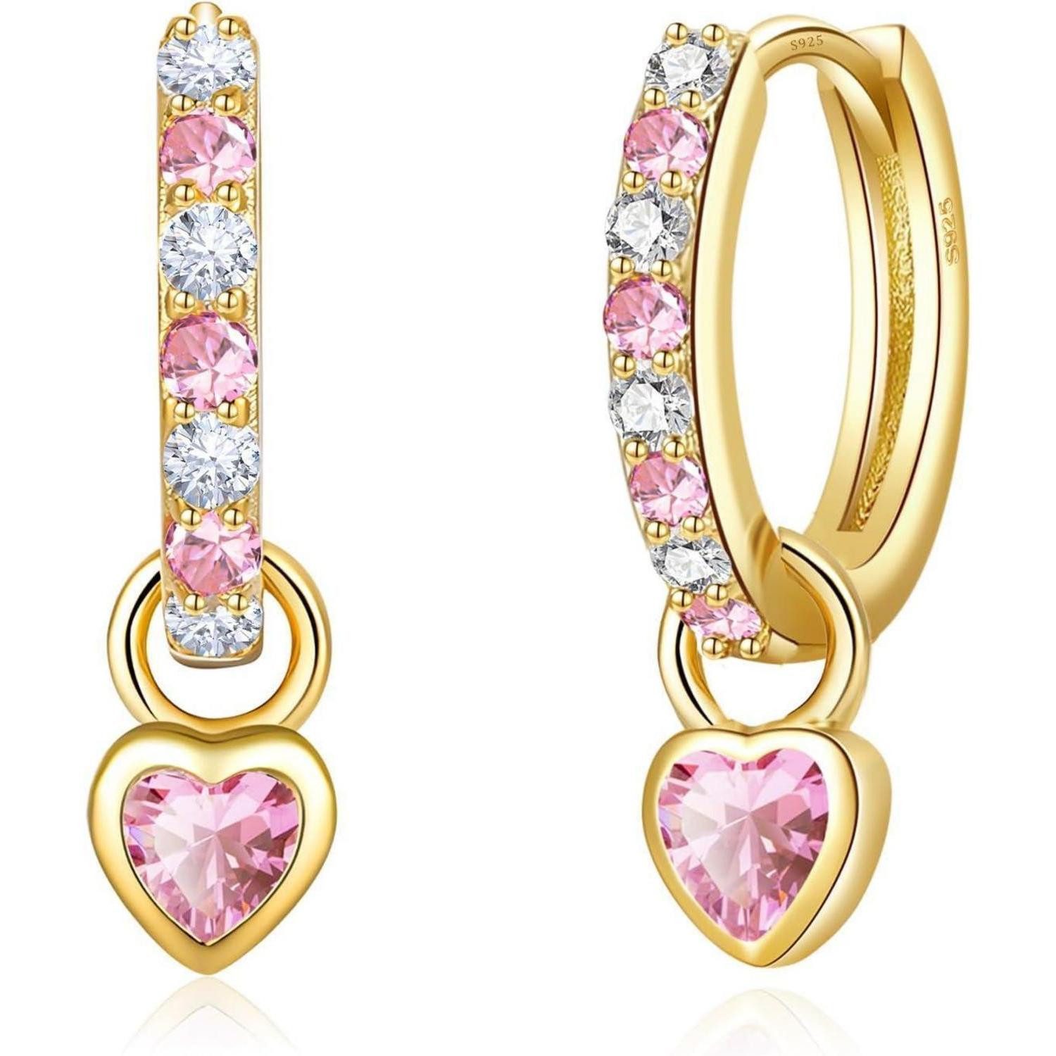 LuxusKollektion Schmuckset Ohrringe Silber 925 Creolen Zirkonia Herz Hypoal günstig online kaufen