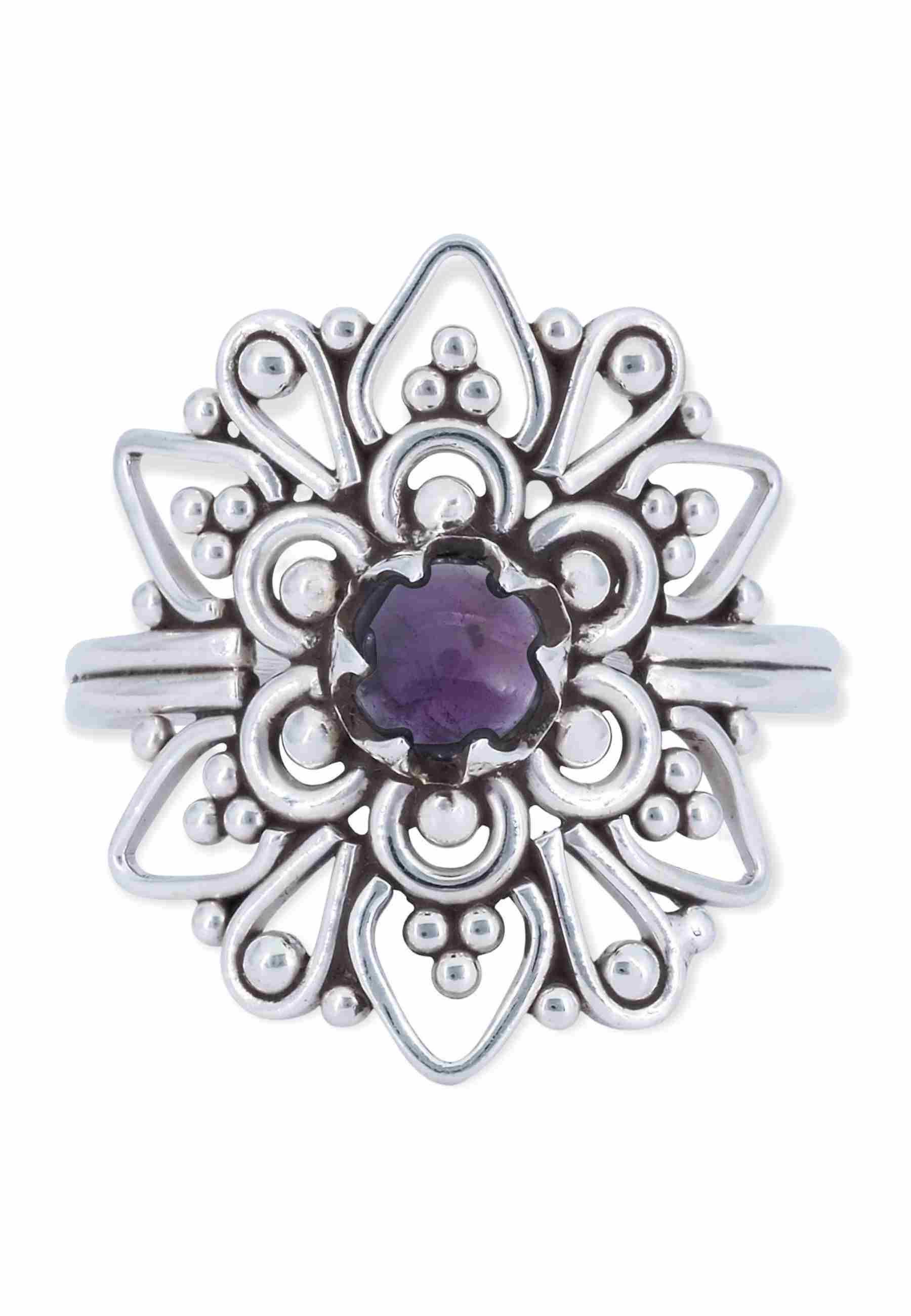 Silberring MUDARA-EMPAT aus 925 Silber mit Amethyst
