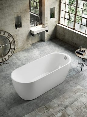 JVmoebel Badewanne Wanne Badezimmer Acryl Badewanne Weiß Standbadewanne Zeitgenössisch, (1-tlg), Made in Europa