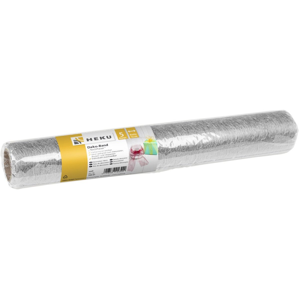HEKU Tischband Deko Stoff Textilfaser auf Rolle silber 5mx37cm