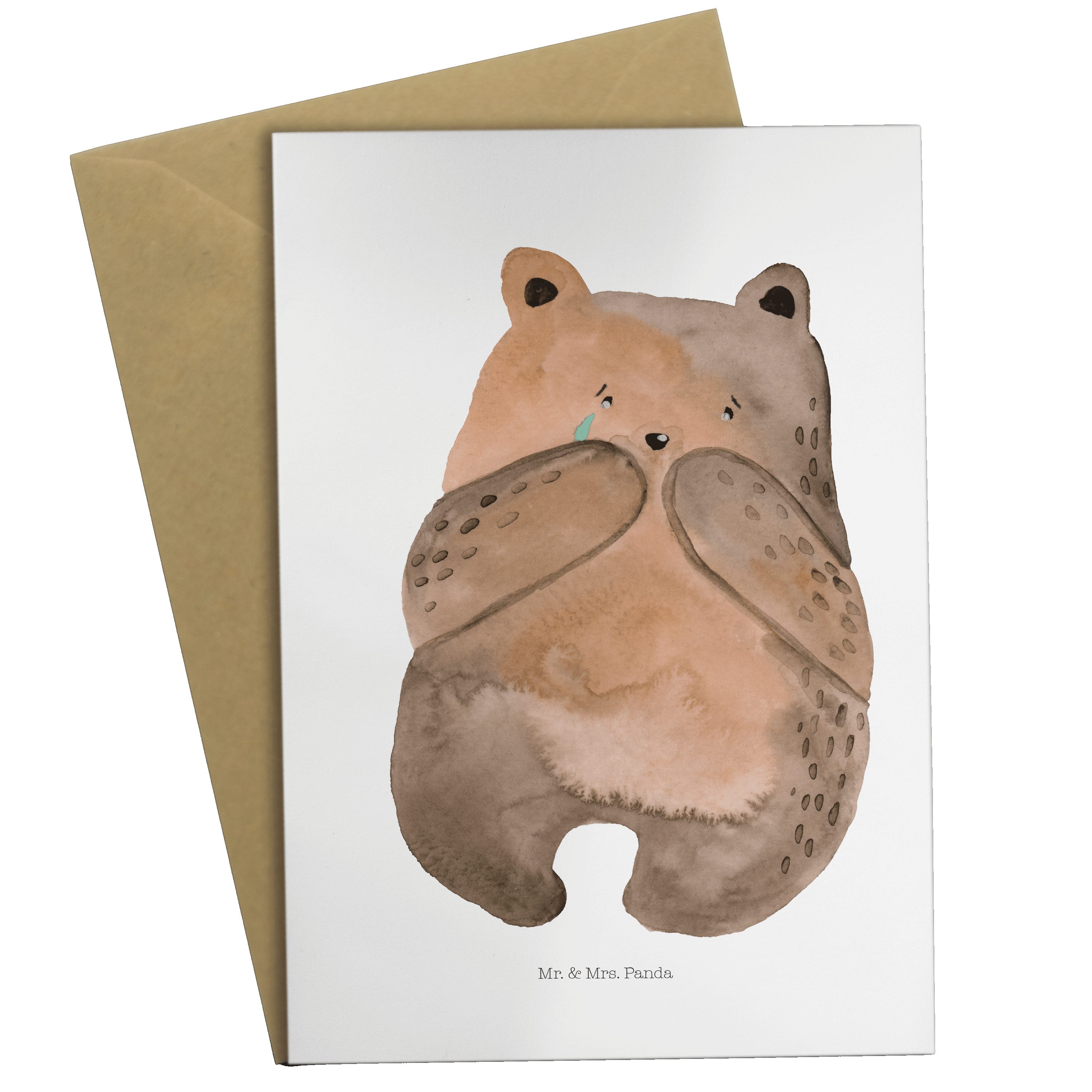 Mr. & Mrs. Panda Grußkarte Bär Verlust - Weiß - Geschenk, Geburtstagskarte, Einladungskarte, Hoc