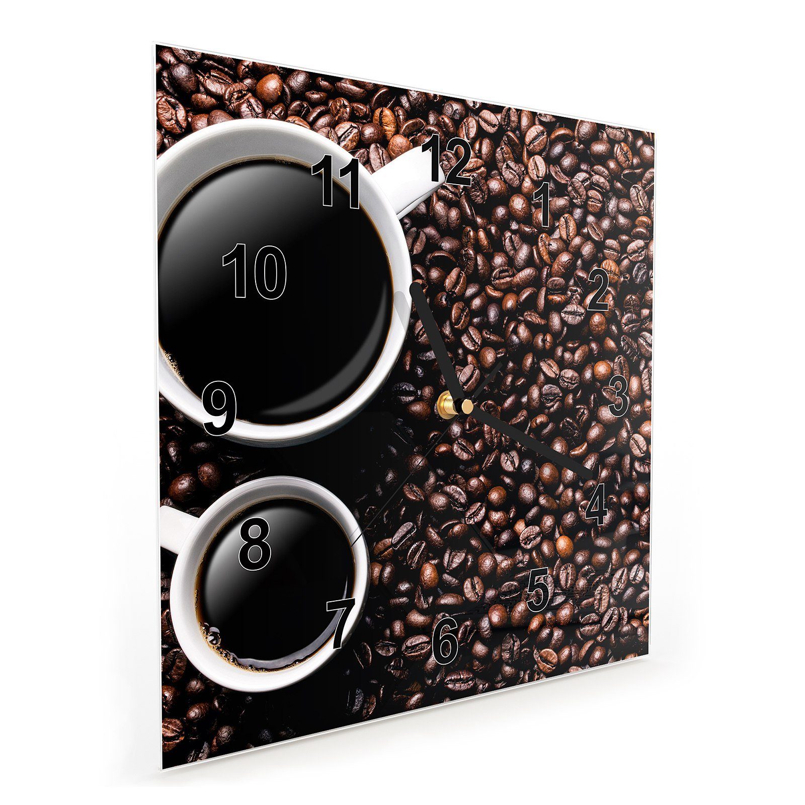 Größe Wanduhr gross 30 klein Kaffeetassen Wandkunst mit x und cm 30 Glasuhr Wanduhr Motiv Primedeco