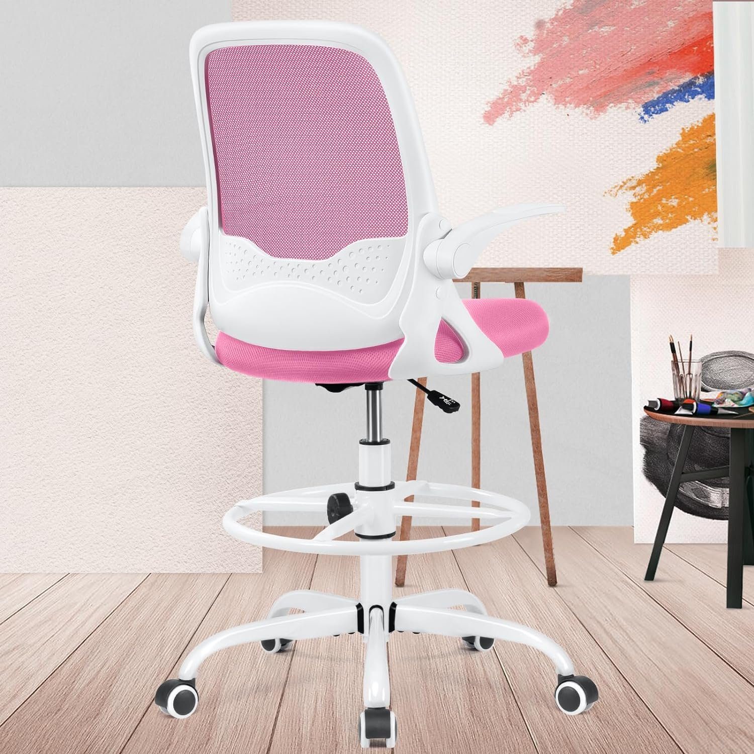 KERDOM Bürostuhl (Bürostuhl ergonomisch: Schreibtischstuhl mit verstellbarem Sitz), Bürostuhl Ergonomisch, Schreibtischstuhl mit umklappbaren Armlehnen