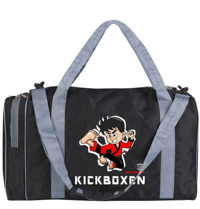 BAY-Sports Sporttasche Kickboxen Trainingstasche für Kinder Kick Boxen Kindertasche grau (Stück), Für kleine Nachwuchsfighter, 50 cm, aufgeweckten Design Mädchen/Jungs