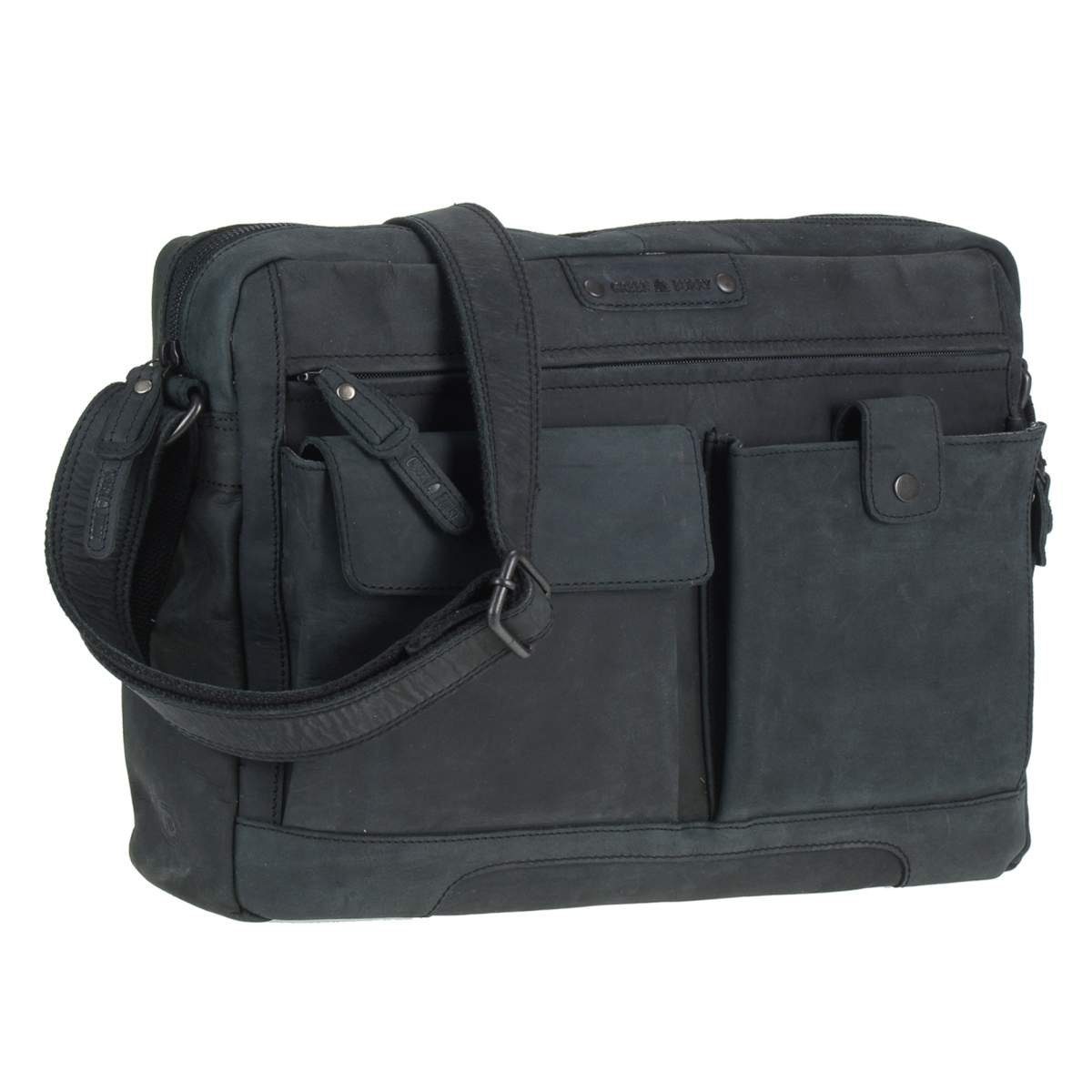 Greenburry Umhängetasche Vintage Revival, Schultertasche, Messengerbag 42x30cm, für Herren, für Damen, rustikales Vintage Leder