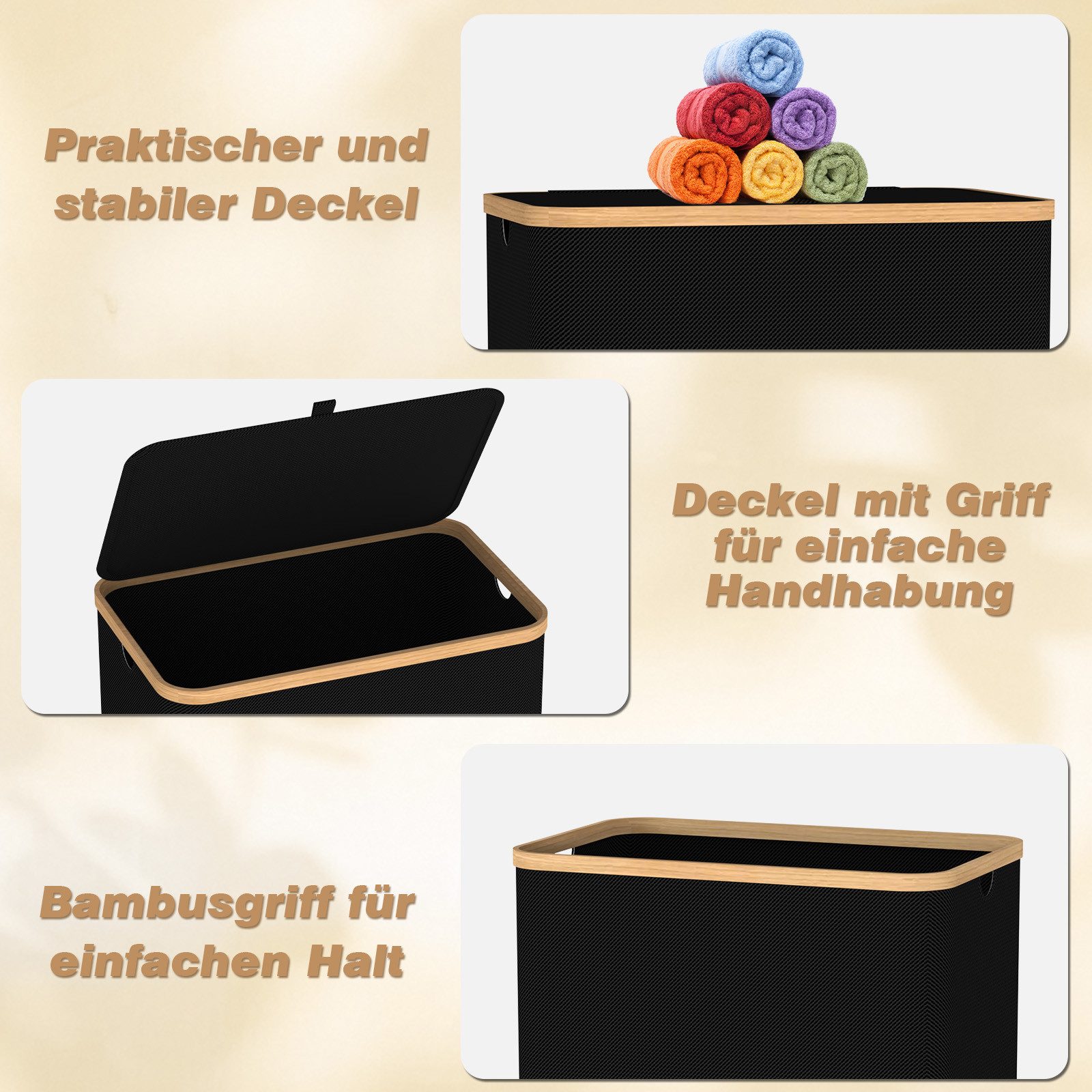 skelo Wäschekorb 160L Wäschekorb mit Deckel, Abnehmbare Wäschesack, Große F günstig online kaufen