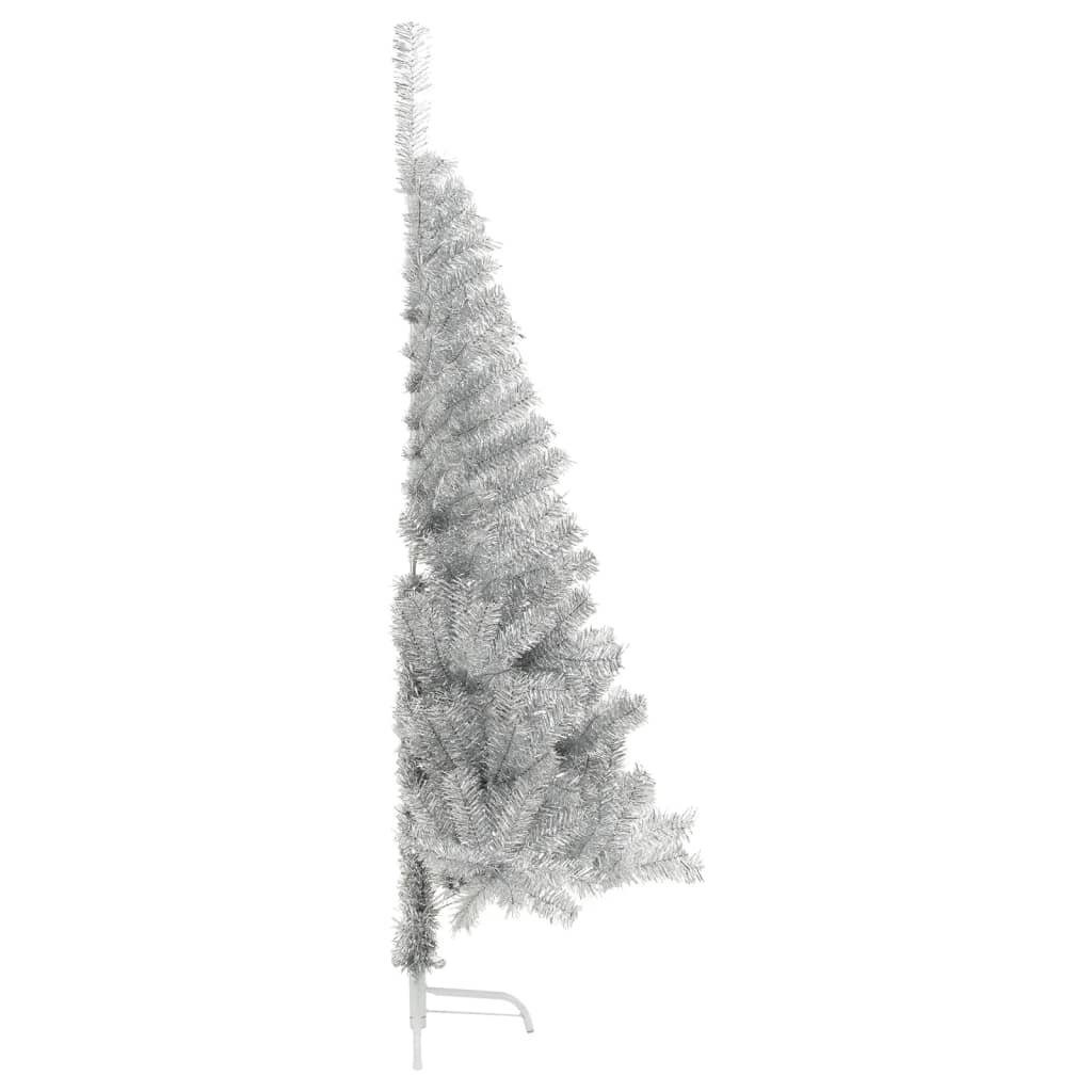 furnicato Künstlicher Ständer mit Weihnachtsbaum Silber Halb-Weihnachtsbaum 120 cm PET Künstlicher