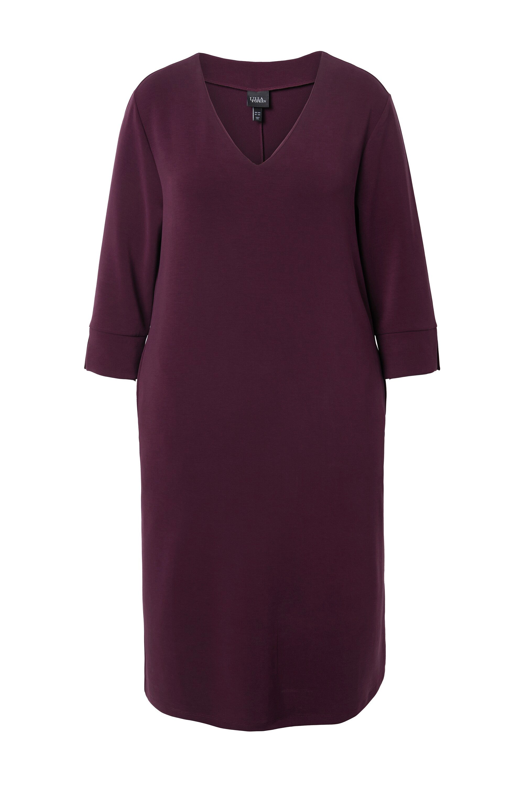 Ulla Popken Jerseykleid Sweatkleid V-Ausschnitt 3/4-Arm günstig online kaufen