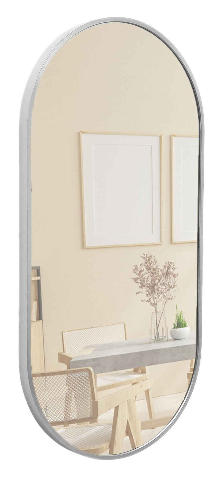 Terra Home Wandspiegel (inklusive Schrauben und Dübel), Badezimmerspiegel Flurspiegel Metallrahmen Silber 60x30