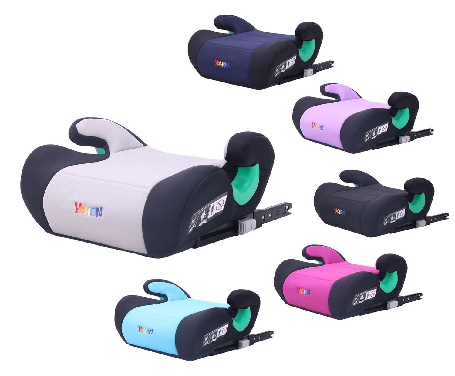 Yalion Kindersitzerhöhung YALION Kindersitzerhöhung mit ISOFIX ECE R129 (i-Size) für Kinder, ab: ca.6Jahren, bis: 10Jahren, (3-Punkt-Gurt), i-Size Sitzerhöhungen Auto Kinder, Grau