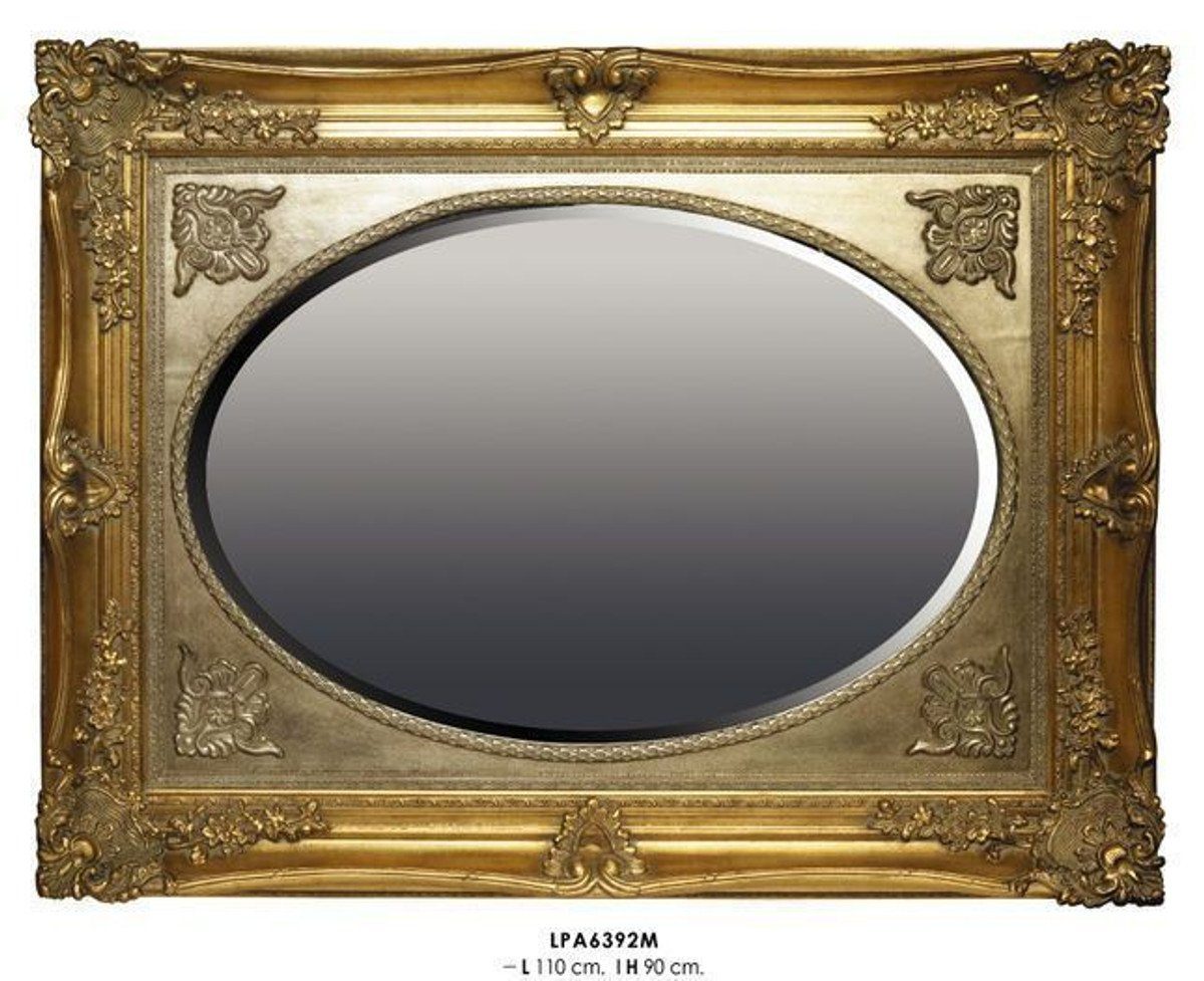 Casa Padrino Barockspiegel H Gold cm Goldener & Wandspiegel 90 Barock 110 - - B Spiegel Edel cm Prunkvoll