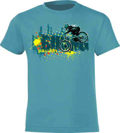 Baddery Print-Shirt Kinder Fahrrad T-Shirt: Biking Passion - Geschenk Jungen & Mädchen, hochwertiger Siebdruck, aus Baumwolle