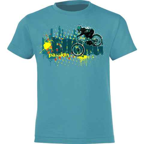 Baddery Print-Shirt Kinder Fahrrad T-Shirt: Biking Passion - Geschenk Jungen & Mädchen, hochwertiger Siebdruck, aus Baumwolle