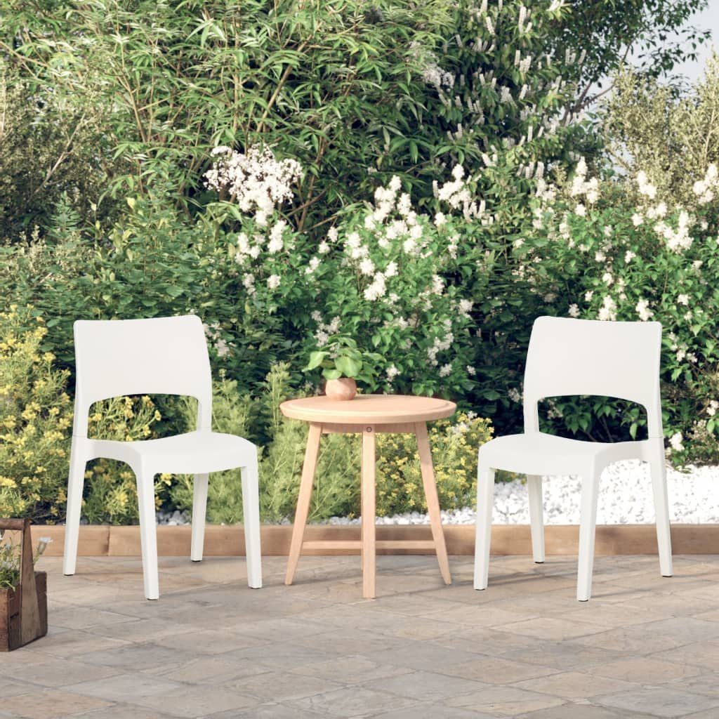 vidaXL Gartenstuhl Gartenstühle 2 Stk. Weiß Polypropylen (2 St) Weiß | Weiß | Stühle