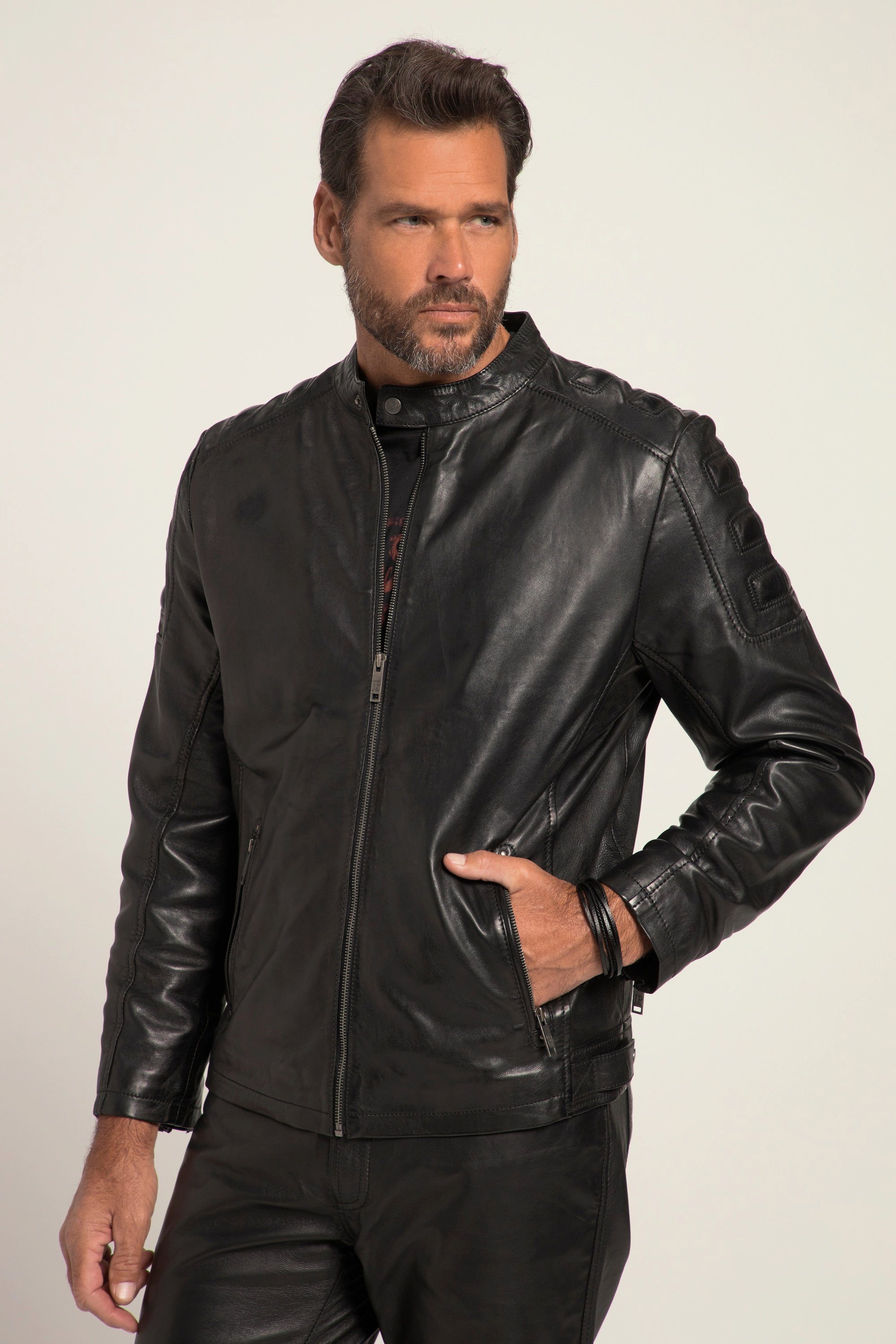 JP1880 Lamm-Nappa Lederjacke Bikerstyle Lederjacke feinstes