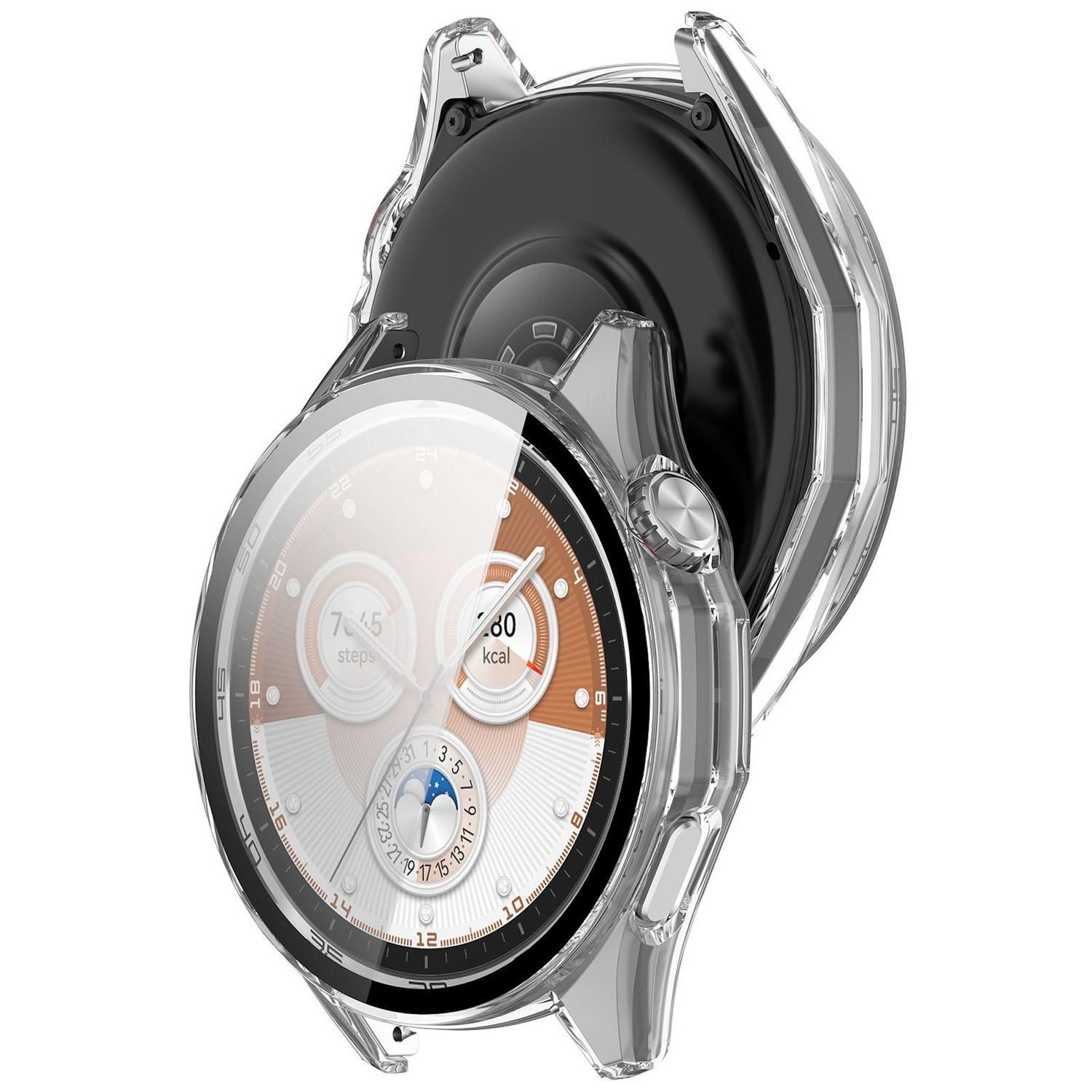 Wigento Smartwatch-Hülle Für Huawei Watch GT 6 46mm Kunststoff Hülle + 9H Hart Glas Transparent, Schutzhülle aus PC + Hart Glas für Rundumschutz