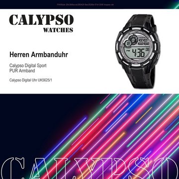 CALYPSO WATCHES Digitaluhr Calypso Herren Uhr K5625/1 Kunststoffband, Herren Armbanduhr rund, PURarmband schwarz, Sport