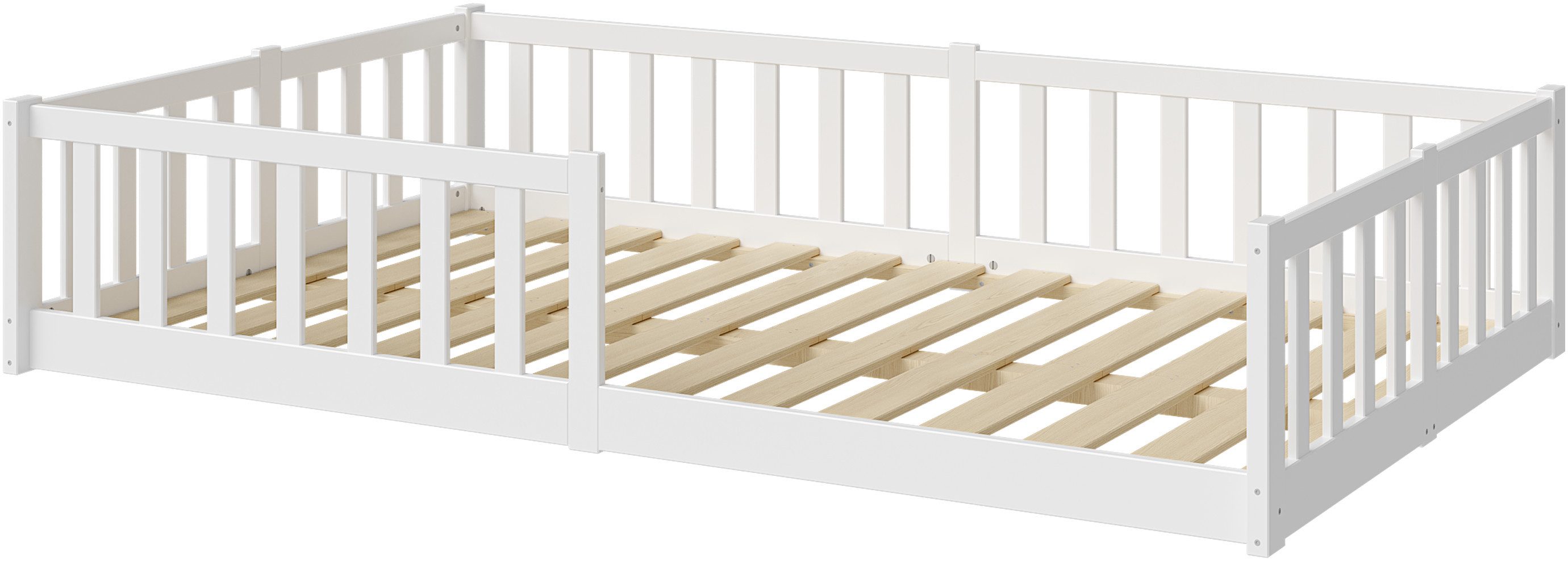Bellabino Kinderbett Vere mit Rausfallschutz und Lattenrost (weiß mit Matra günstig online kaufen