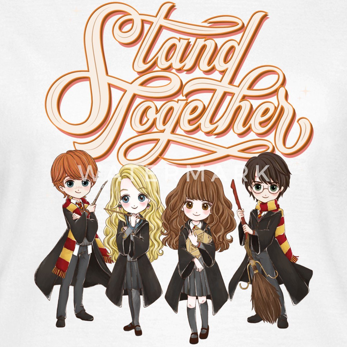 Spreadshirt T-Shirt Harry Potter Animierte Charaktere Stand Together Frauen T-Shirt (1-tlg) Slim Fit, fällt klein aus