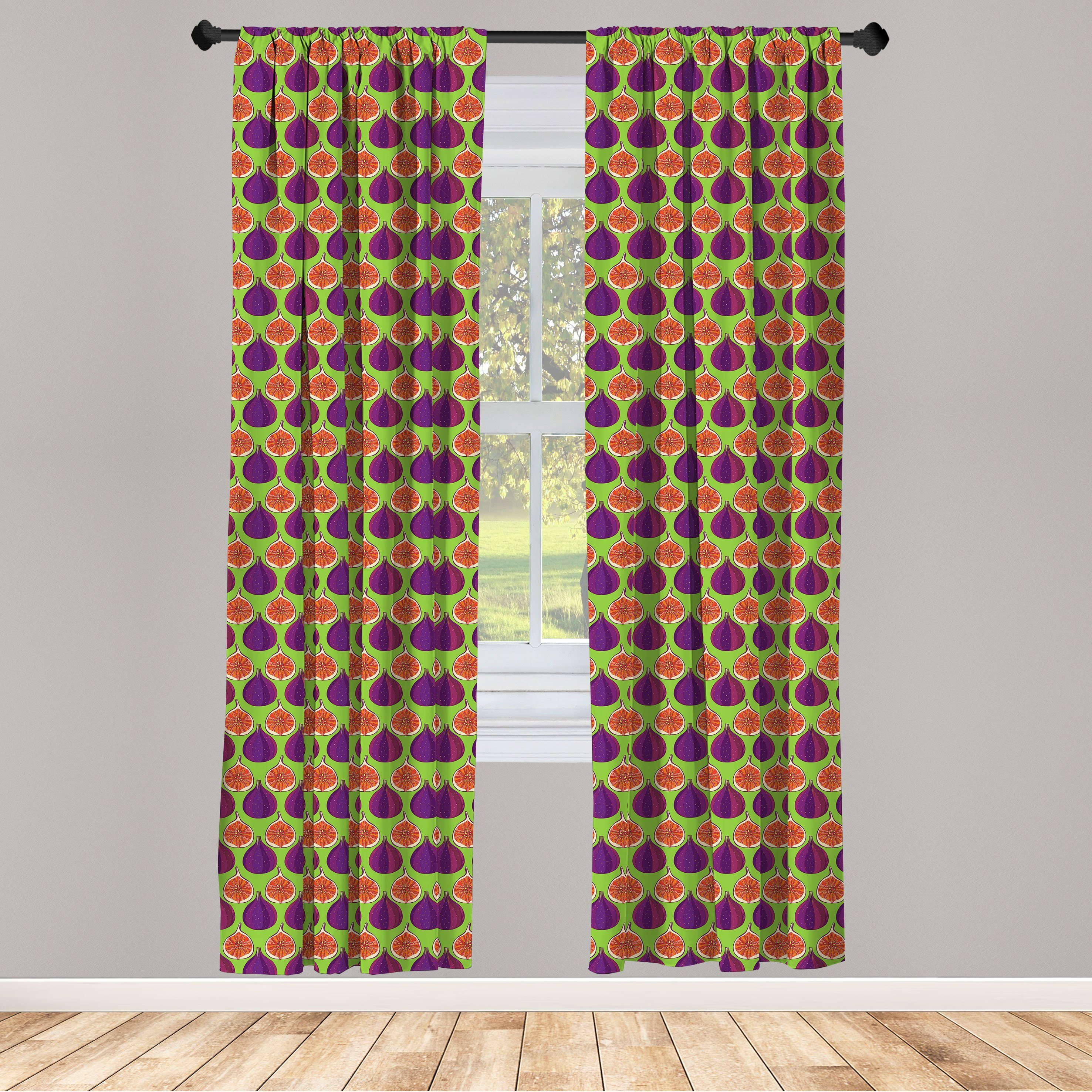 Gardine Vorhang für Wohnzimmer Schlafzimmer Dekor, Abakuhaus, Microfaser, Obst Fig Scheiben Sommer Food Art