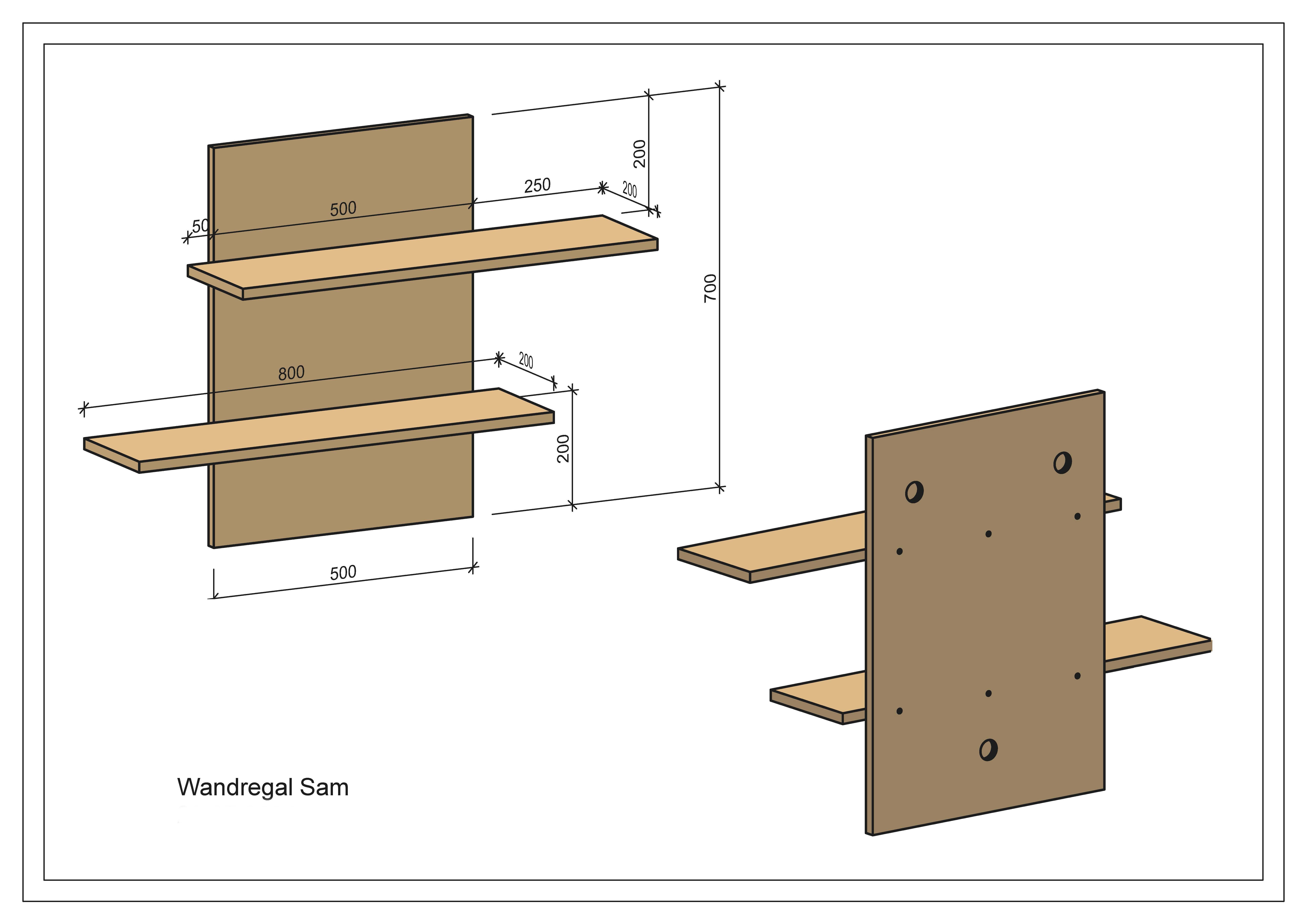 Weiß Wandregal Sam, Wandboard 700x500x220mm, Made STEMA Hängeregal, Germany Schweberegal, Seyfried in