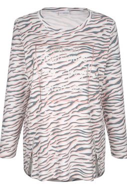 MIAMODA Sweatshirt Sweatshirt Animalprint Schriftdruck Saumzipper