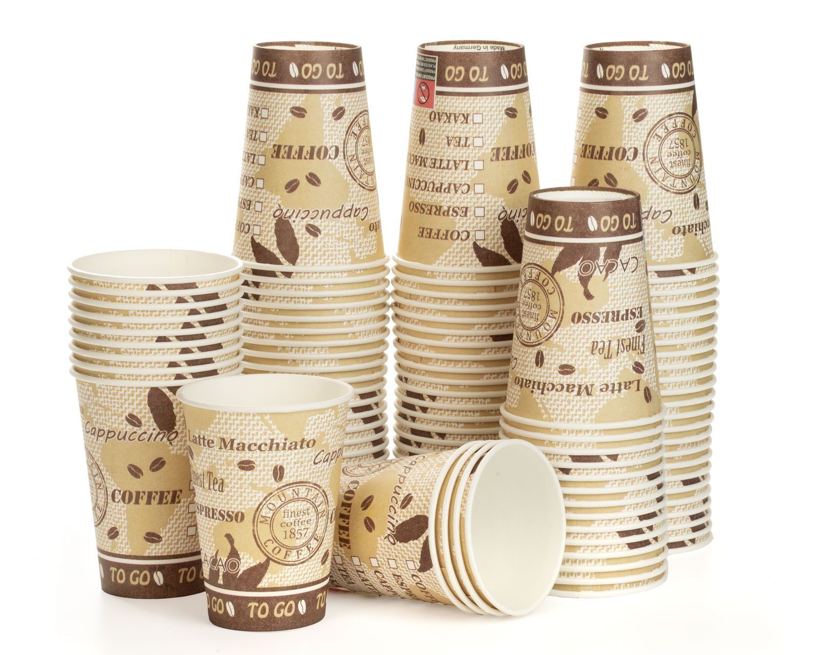 OCTOPUS Einwegbecher 100x Trinkbecher, Coffee to go, Kaffeebecher mit 180ml Füllvolumen, 100-tlg., Pappe