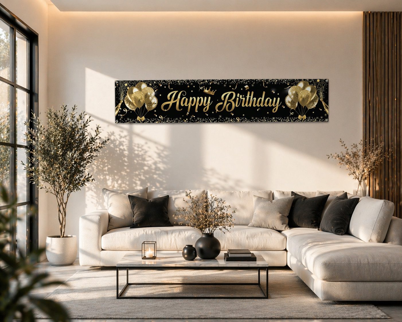Venicce Love Dekohänger Happy Birthday Banner, Geburtstag Girlande Schwarz Gold Deko Party – Bild 5 von 5