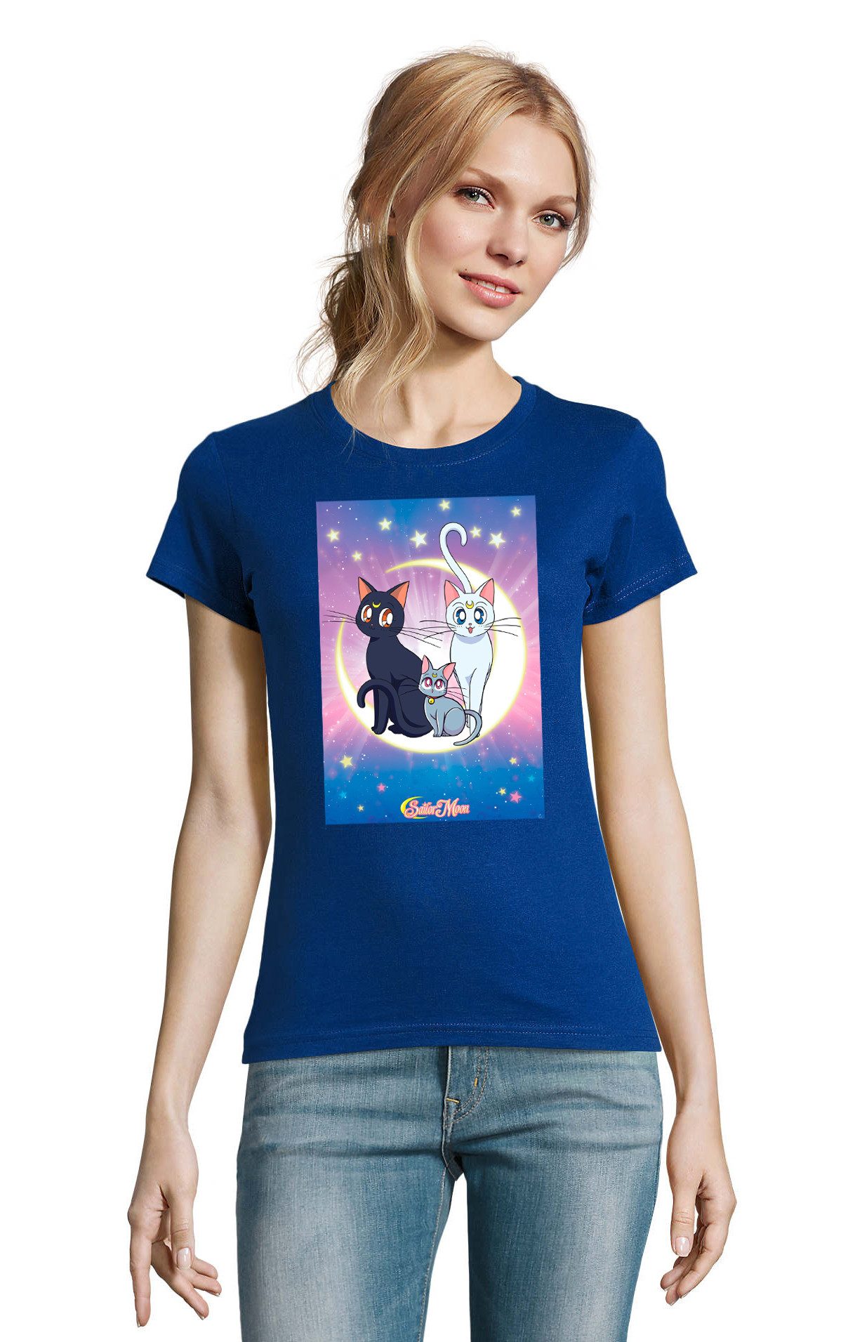 T-Shirt Sailor Moon Cats Luna Anime Manga Friends Damen Fun Shirt