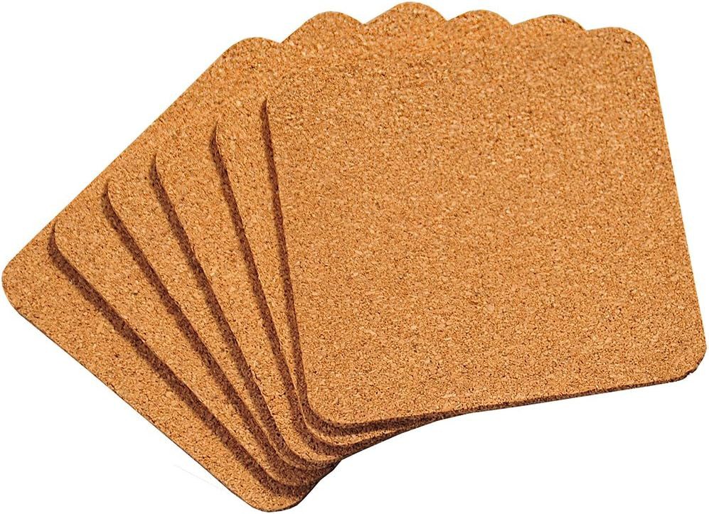 KESPER® Glasuntersetzer Untersetzer eckig für Gläser aus Kork, 6er Set, Braun, 1-tlg.