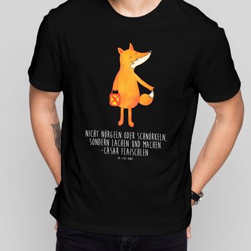 Mr. & Mrs. Panda T-Shirt Fuchs Laterne - Schwarz - Geschenk, selbstbewusst, Lustiges T-Shirt, (1-tlg)