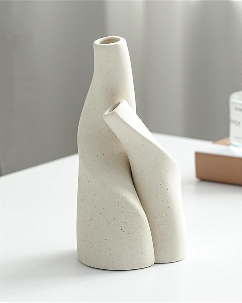 Kunstvase, Rouemi Heimdekoration weiß-A Dekovase Set Ornament Keramische einfache Vase,