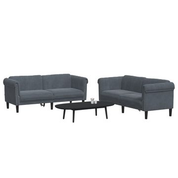 vidaXL Sofa 2-tlg. Sofagarnitur Dunkelgrau Samt