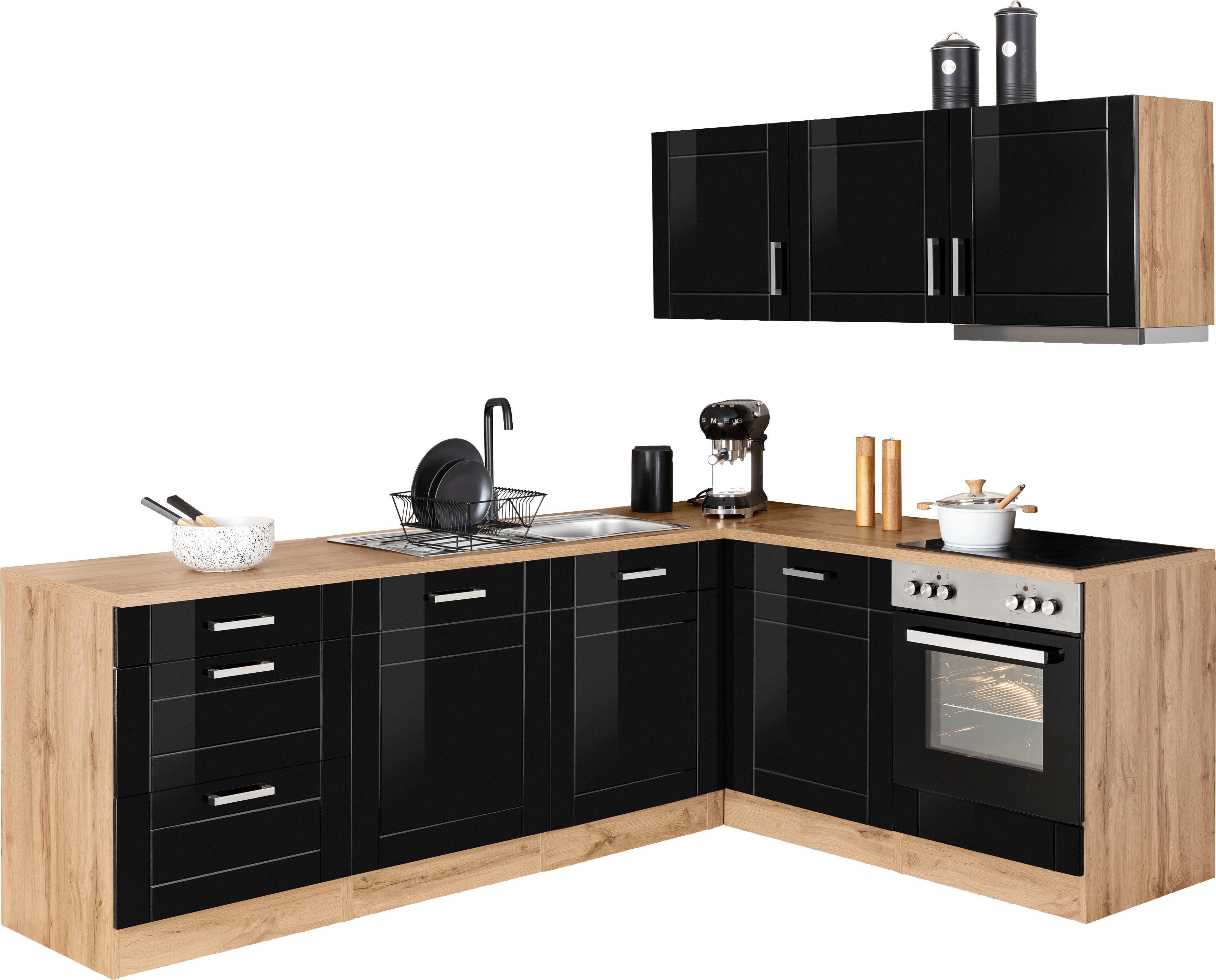 KOCHSTATION Winkelküche KS-Tinnum, mit E-Geräten, Stellbreite 240/180 cm