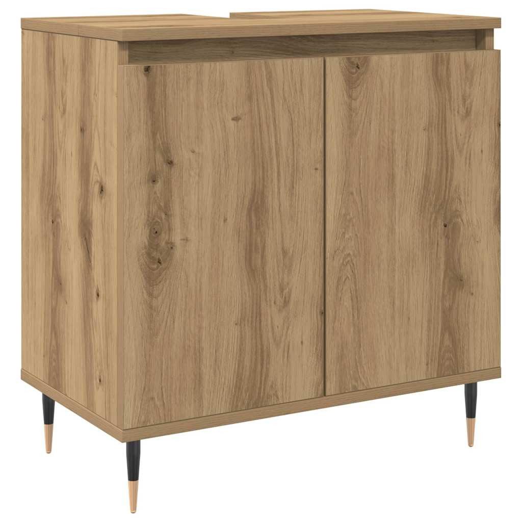 vidaXL Badezimmer-Set Badschrank Artisan-Eiche 58x33x60 cm Holzwerkstoff, (1-St)