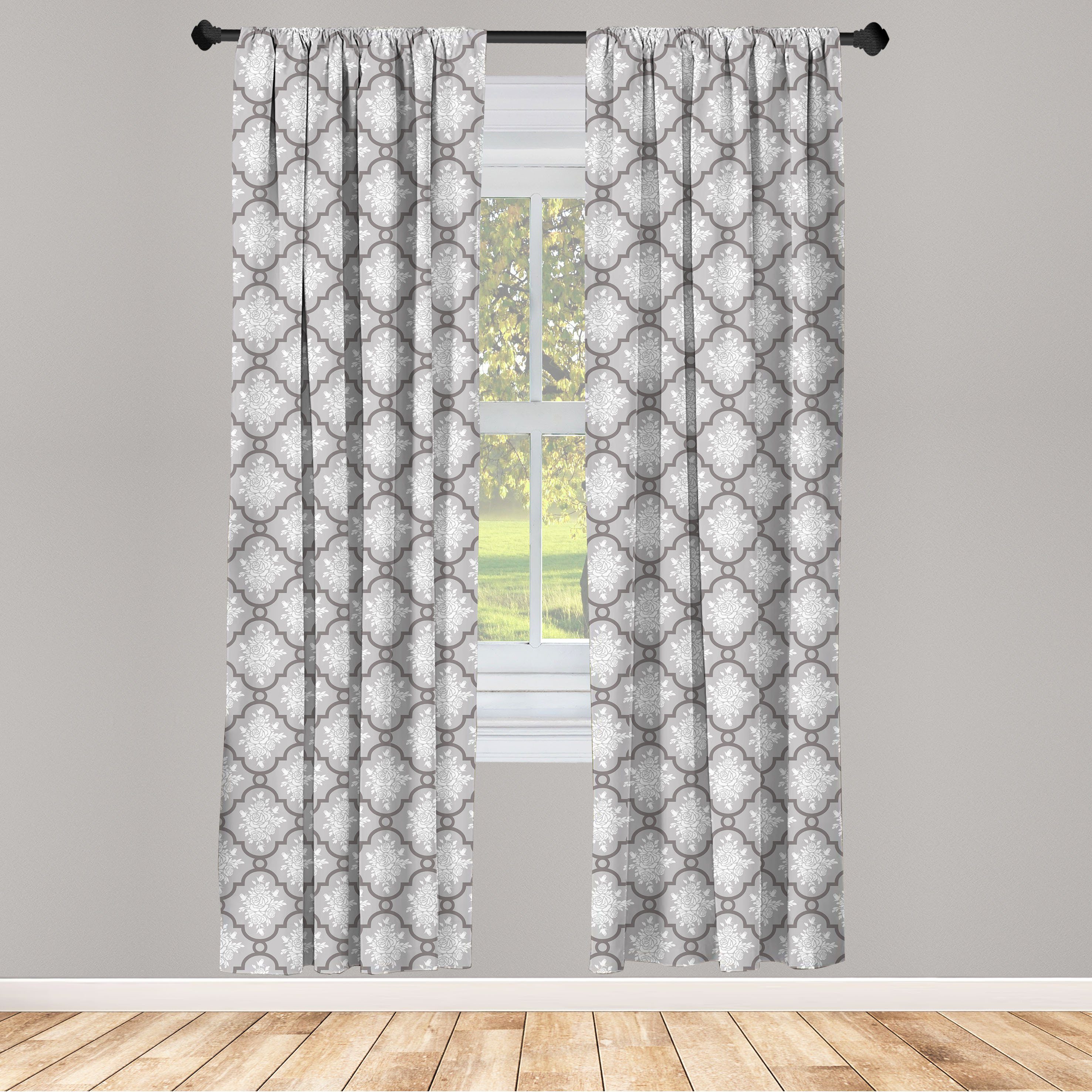 Gardine Vorhang für Wohnzimmer Schlafzimmer Dekor, Abakuhaus, Microfaser, Blumen Klassische Damast-Rokoko