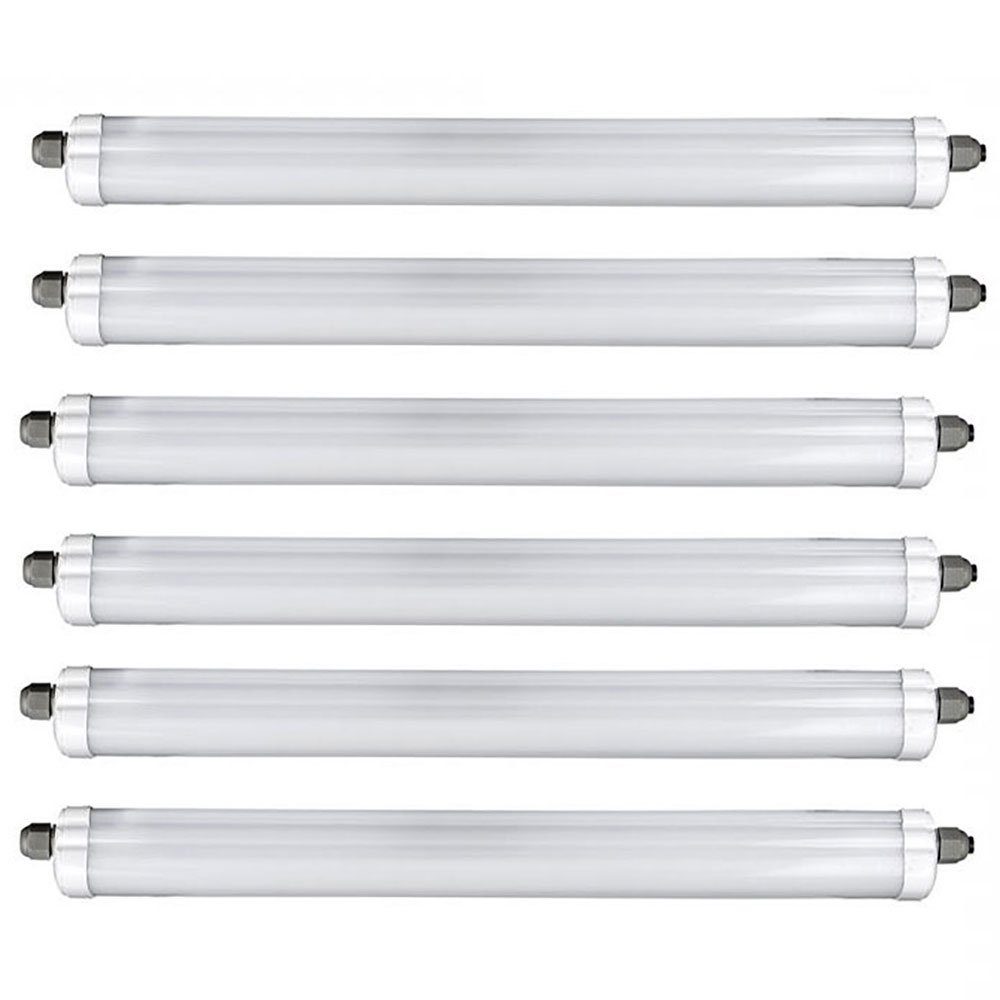 V-TAC LED Deckenleuchte, LED-Leuchtmittel fest verbaut, Tageslichtweiß, LED Wannenleuchte Feuchtraumlampe 6500K Kellerlampe L150 cm 6er Set