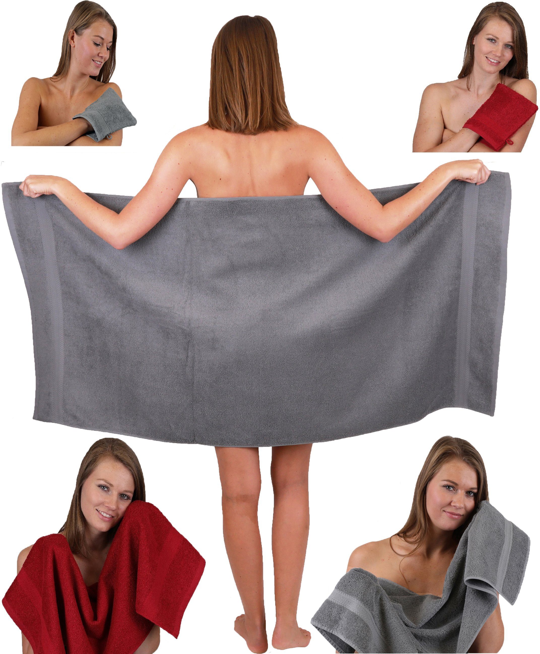 dunkelrot 100% TLG. Pack Set Handtuch 2 Baumwolle, 5 (5-tlg) Duschtuch Single Handtuch Baumwolle Handtücher Waschhandschuhe, 1 2 Set Betz