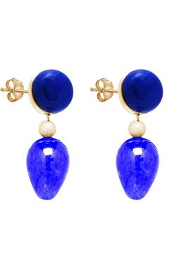 Gemshine Paar Ohrhänger Lapis Lazuli - Jade Tropfen