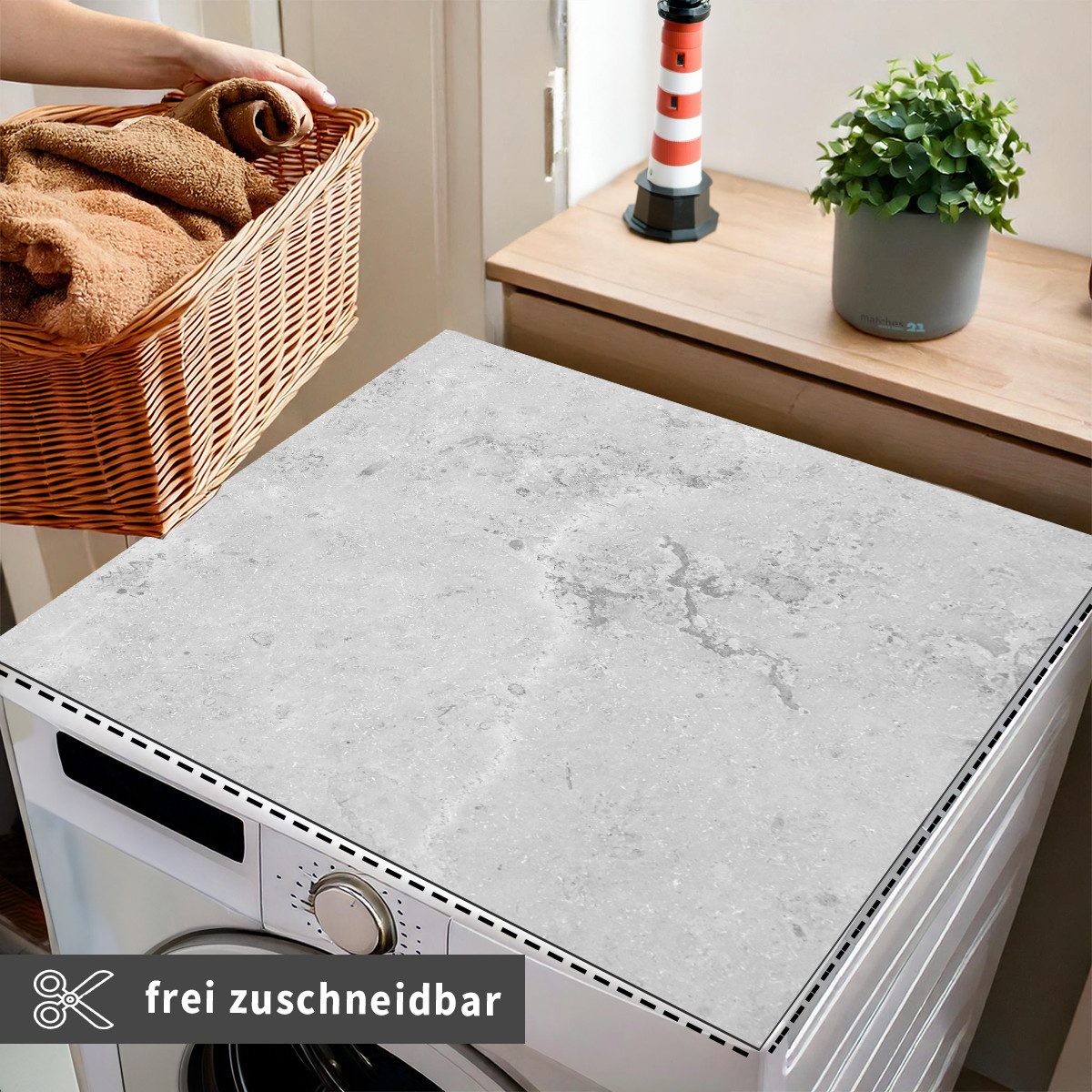 Tabletop Antirutschmatte Waschmaschinenauflage Beton-Optik Textil-Finish waschbar, 1-St., Rutschfeste Gummi Unterlage als Trockner Waschmaschinen-Abdeckung – Bild 3 von 5